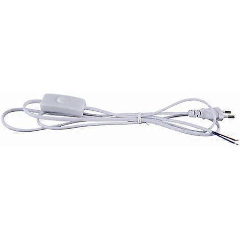 White Power Cable with Switch and Plug, European Standard Round Socket, 1.8m for Table Lamp and Night Light