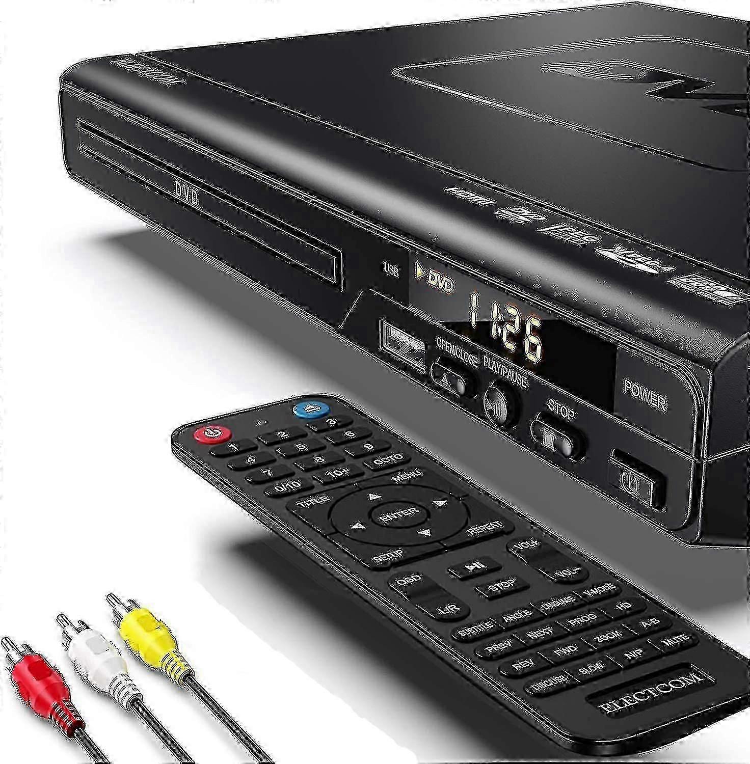 1080p-DVD-Player für Fernseher mit Fernbedienung, HDMI-Kabel und Reinigungstuch