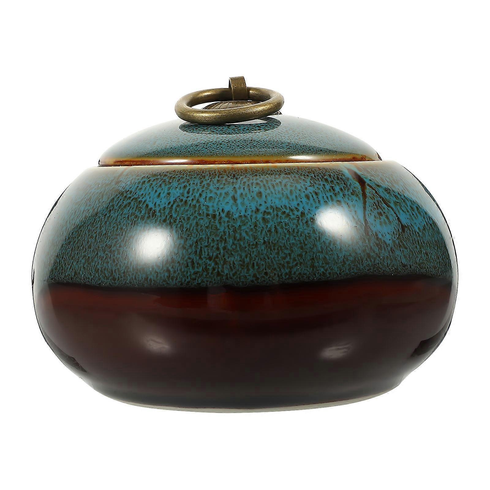 Blue Ceramic Tea Canister for Household Multi-Function Storage