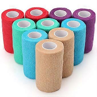 Dyrlægebandage, 10 cm x 5 yards, 10-pak selvklæbende bandage, ikke-vævet, sammenhængende bandage, førstehjælpstape til heste, hunde, katte, albuer og ankler, assorteret