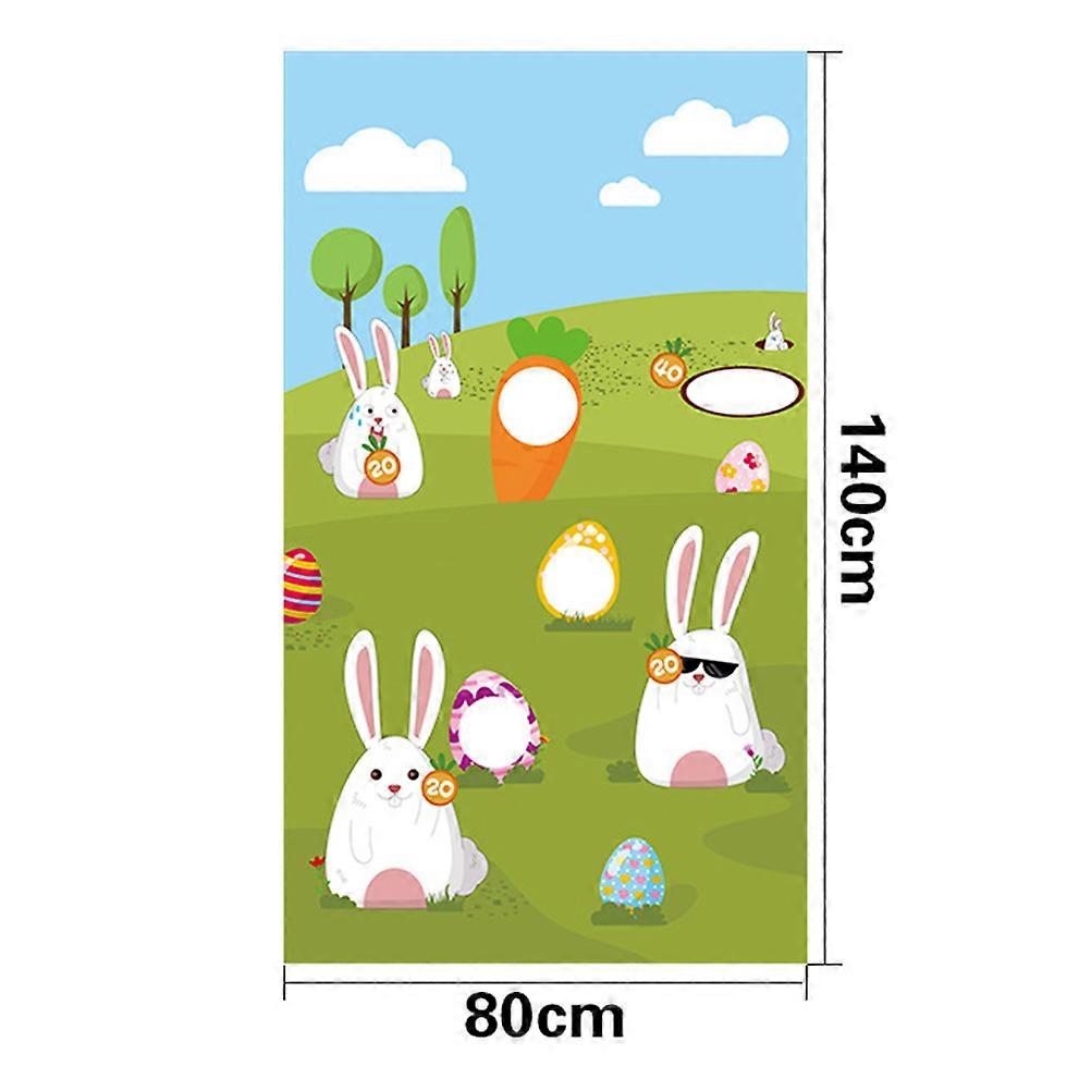 1Pc Easter Toss Game Flag Egg Bunny Pattern Hanging Flag Easter Sandbag Flag