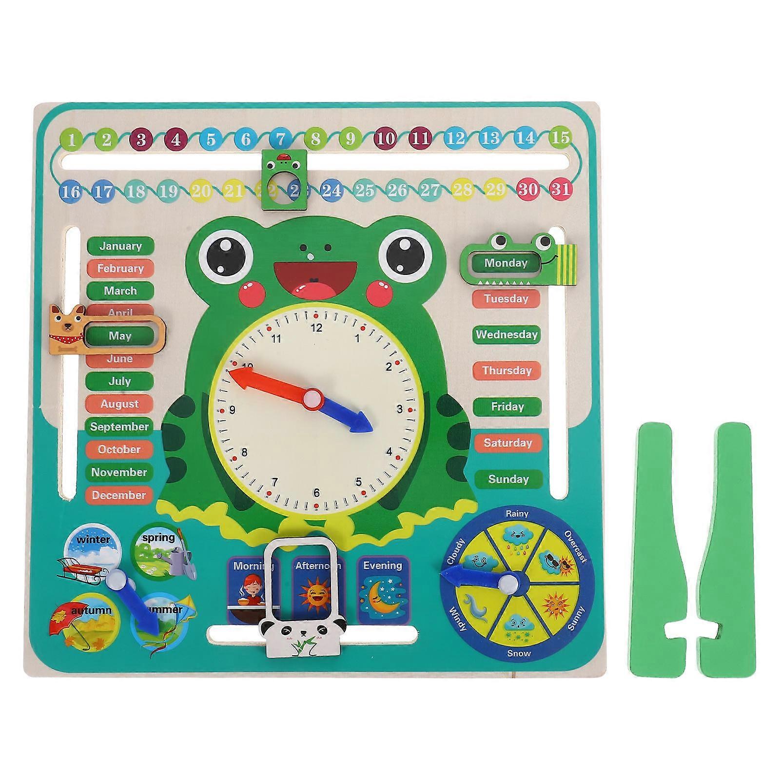 Children's Wooden Frog Clock Teaching Clock for Timing