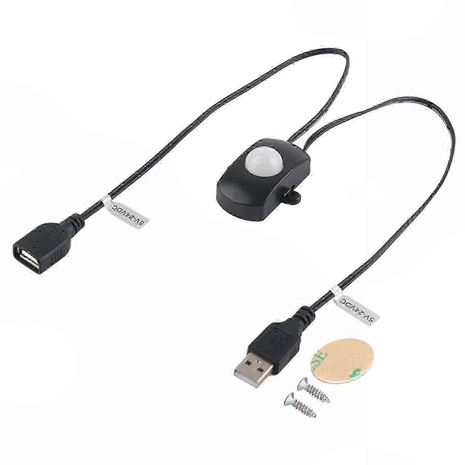 2A DC 524V PIR Infrared Motion Sensor Detector and Automatic Switch compatible with LED Strip, USB Interface, Black