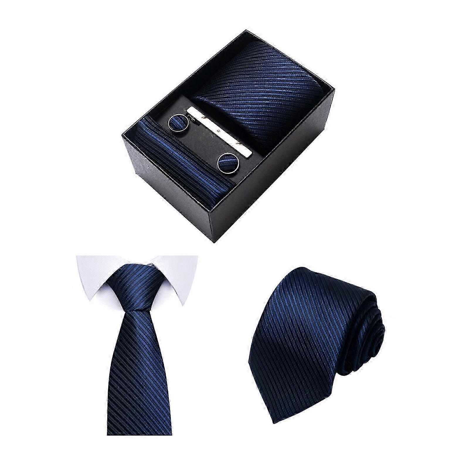 Conjunto de gravata de seda masculina - 8 cm de largura com abotoaduras de 3,15 polegadas