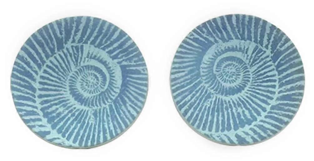 Ti2 Titanium Large Ammonite Stud Earrings - Blue