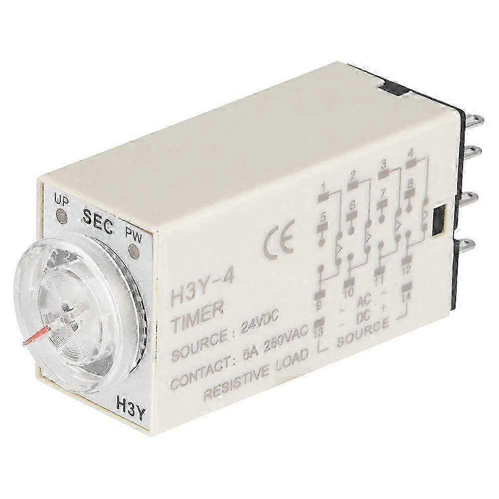 H3Y-4 14-Pin 24VDC Time Delay Relay Timer Switch, Designed for Automatic Control and Remote Communication Applications