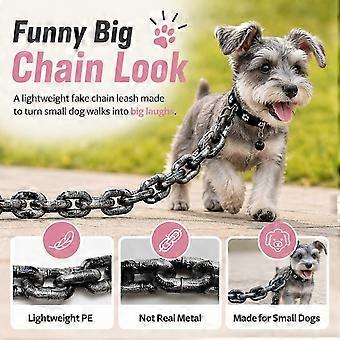 Hundeleine „Beast“ mit Kette, lustige Leine aus unechtem Eisen für kleine Hunde, 2026 Leichte Riesen-Hundeleine mit Halsband, Glöckchen und Metallclip _dj