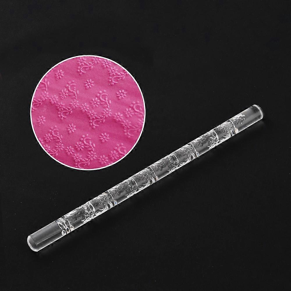2pcs Acrylic Clay Pattern Rollers for Baking Embossed Cookies Kitchen Tool Clay Tool Flower Pattern 16.5~16.7x0.95~1cm