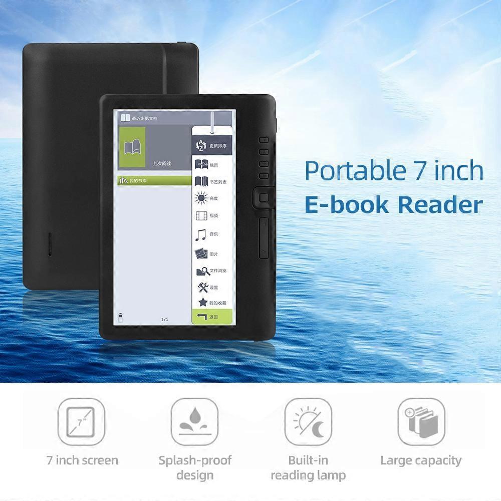Portable E-book Reader 7 inch Multifunctional E-reader 8GB Memory Compact Size Buitl-in Lithium Battery   Endurance Time