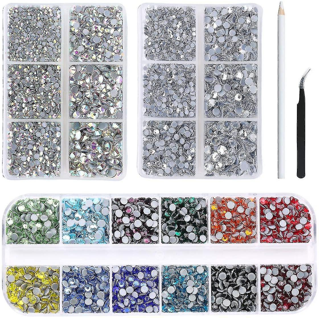 6000pcs Rhinestones Flat Back Gemstone Crystal Set With Clear And Clear Ab