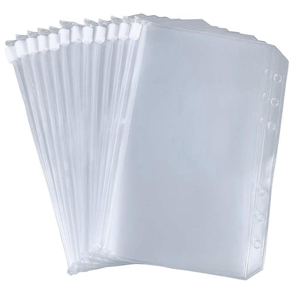 24 Pcs Pockets A6 Size 6 Holes Zipper Folders for 6-Ring Notebook Loose Leaf Bags