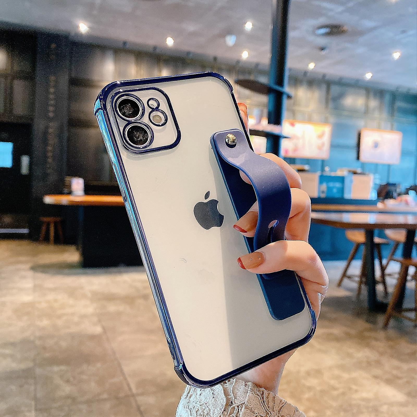 Plating Clear Case Compatible With Iphone 14 Pro Max/14 Pro, Soft Tpu Protective Cover With Wrist Strap Holder