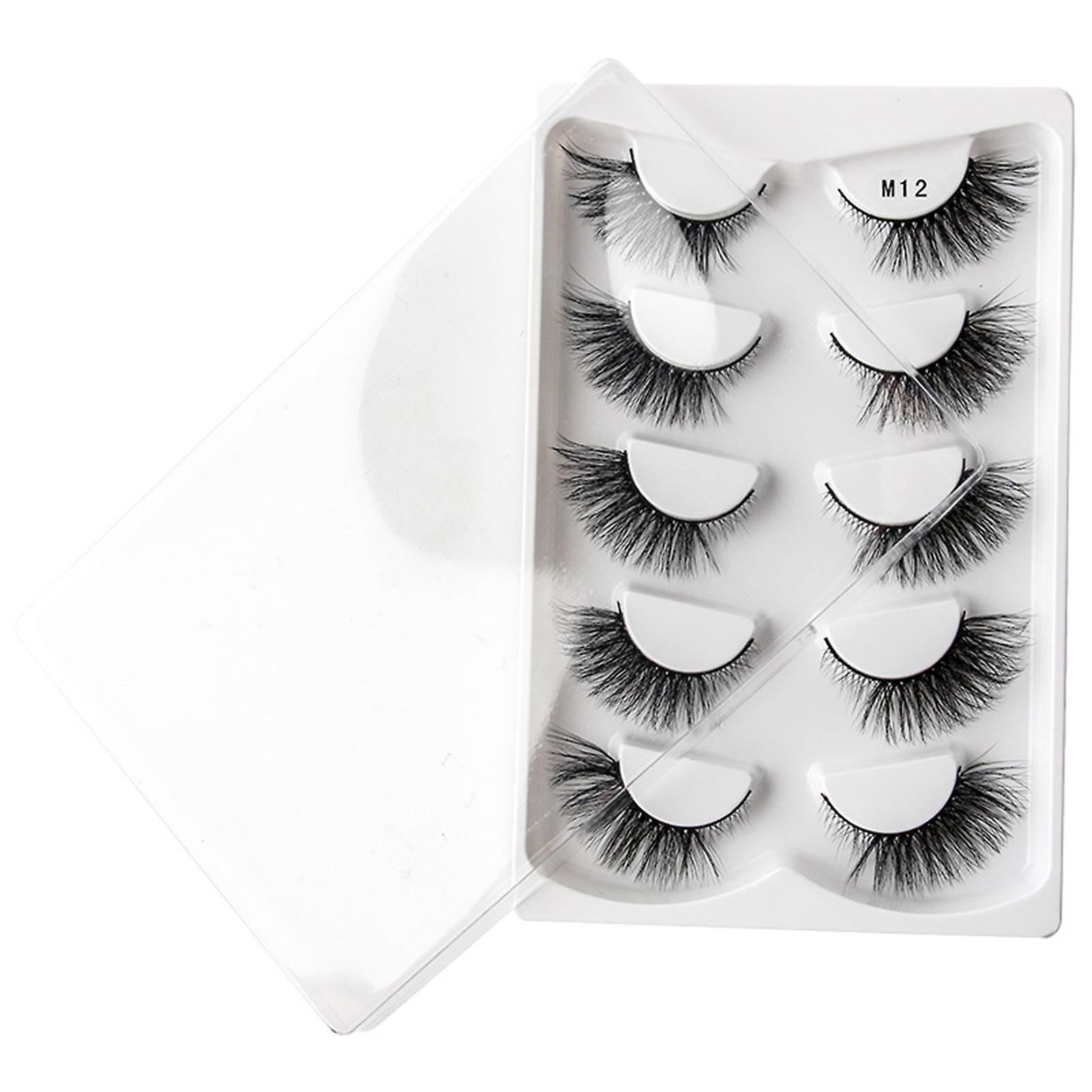 5 Pairs Of 3d Cat Eyelashes Premium Fluffy Volume Long Eyelashes