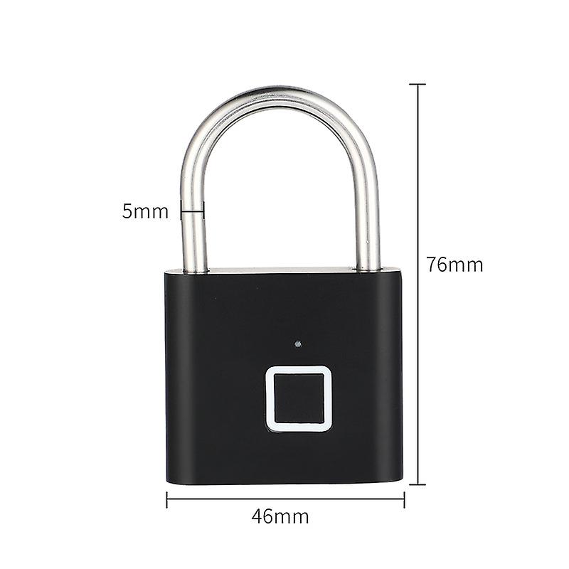 Fingerprint padlock, IP67 waterproof, keyless, USB rechargeable, black