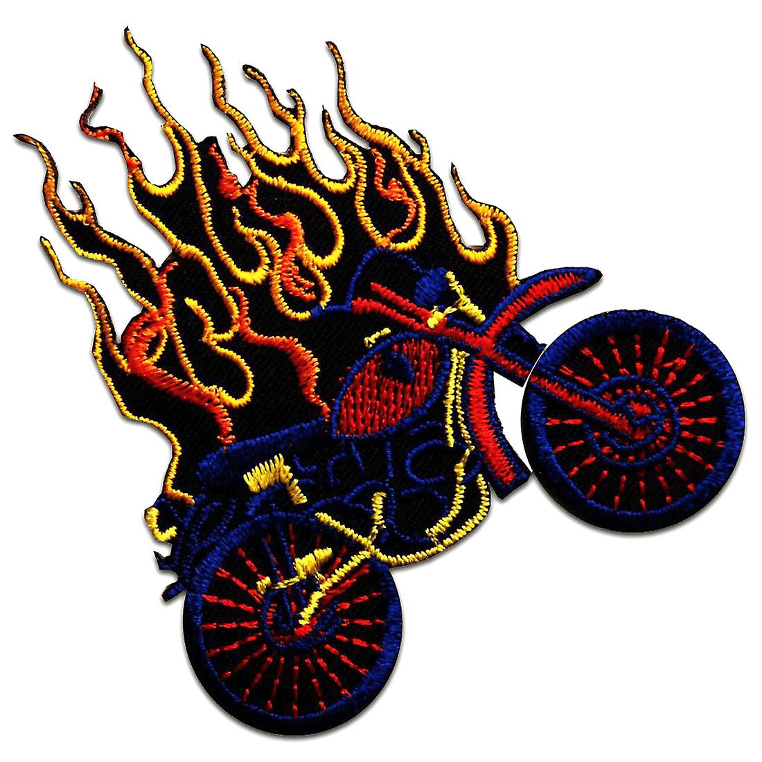 Patch / Iron-on Patch - Motorcycle Biker - Colorful - 7.4 x 8.8 - Applique Patch
