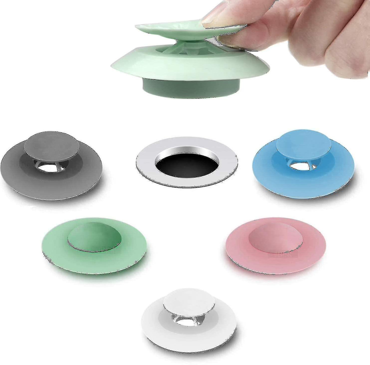 5 Pack Shower Drain Plug Silicone Tub Sink Plug