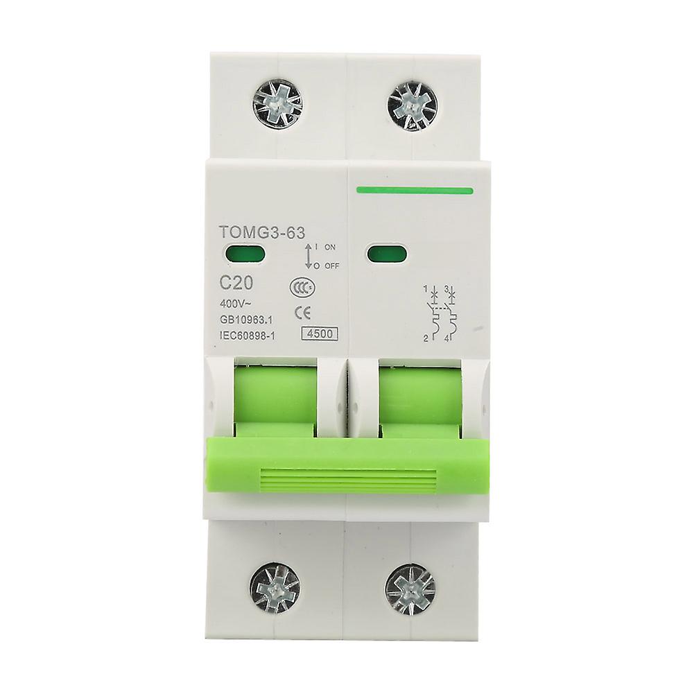 Fictory Air Circuit Breaker Fictory 2P Miniature Circuit Breaker, C Type Leakage Protection Air Switch, 20A, Electrical Safety Device for Home and