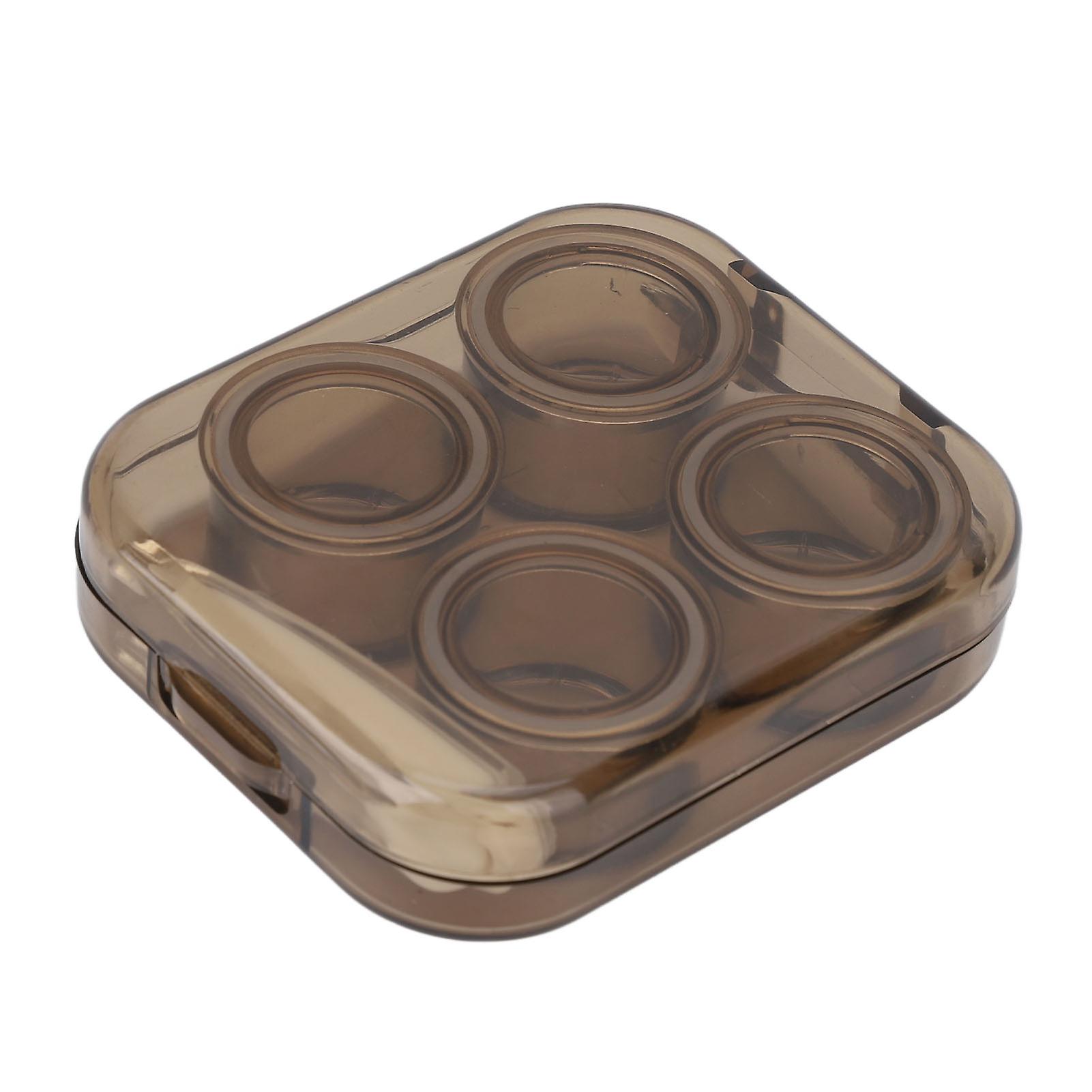 Contact Lens Case Kit Transparent Protective Portable Plastic Contact Lenses Storage Container for Women Girls Brown