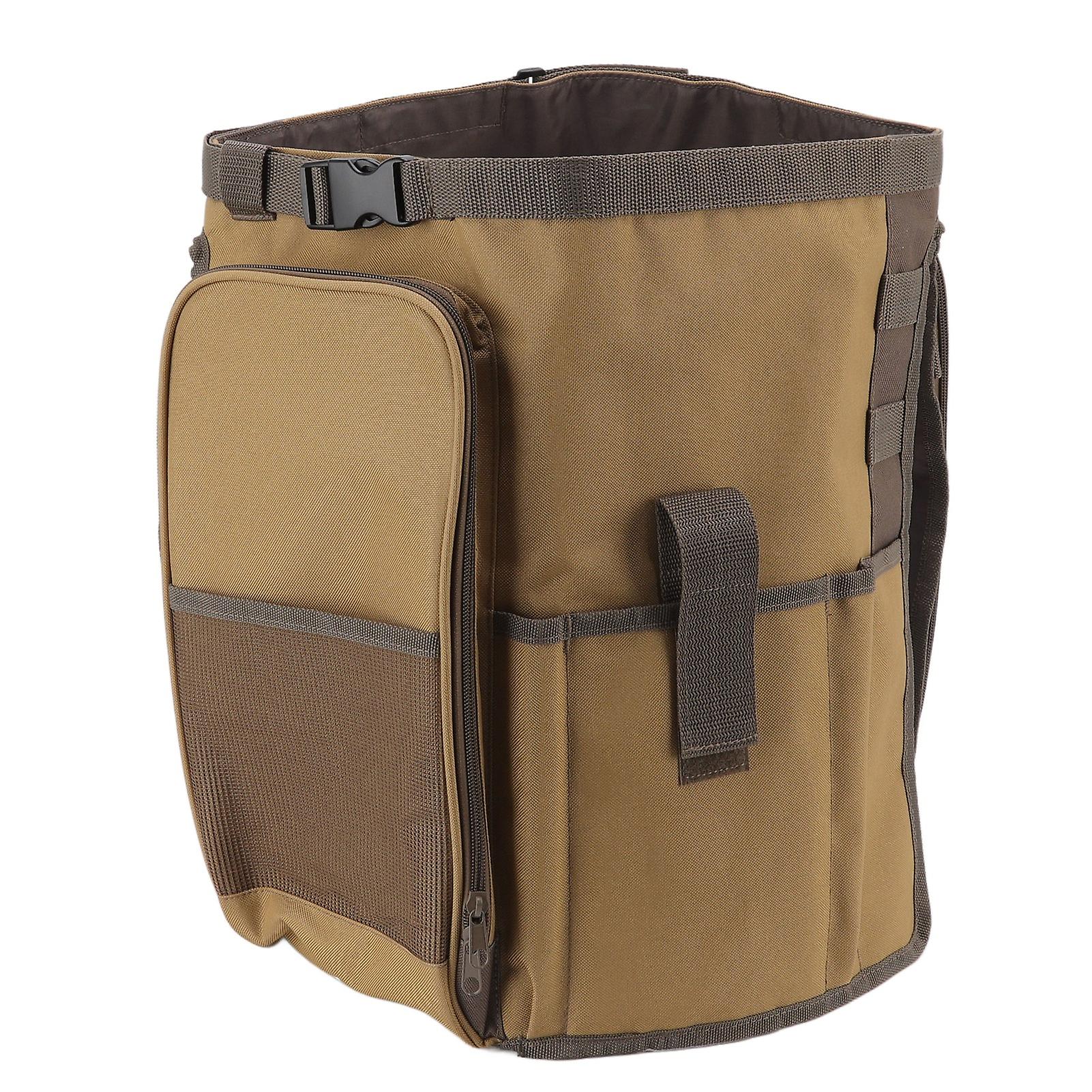 Bucket Tool Bagfor Men Round Shape Large Capacity Portable Handle Khaki Outdoor Bucket Tool Bag for Garden