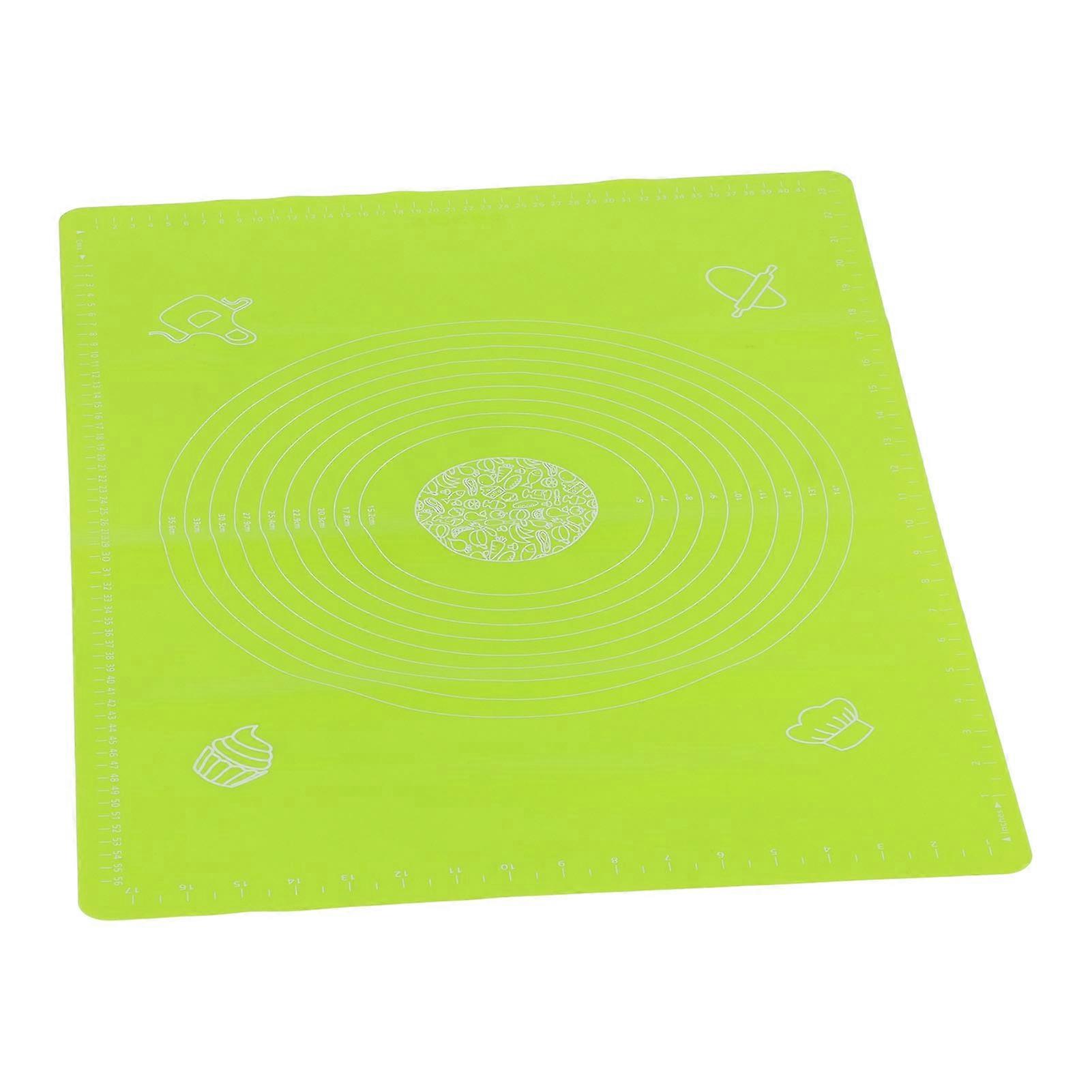 17.7x25.6in Silicone Baking Mat Household Pastry Rolling Mat with Scale for Home KitchenGreen