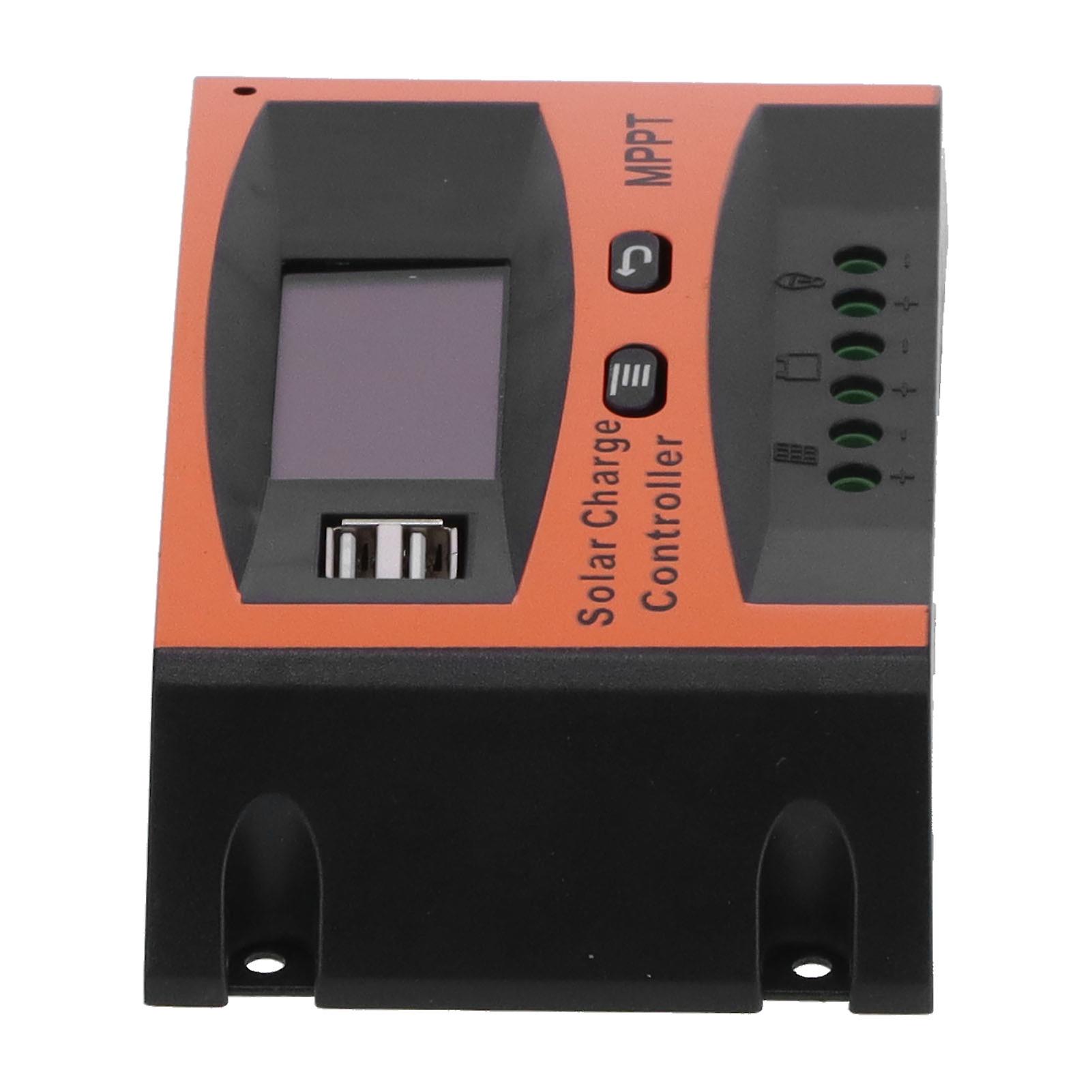 MPPT 20A Solar Charge Controller 12V/24V Dual USB Black Orange