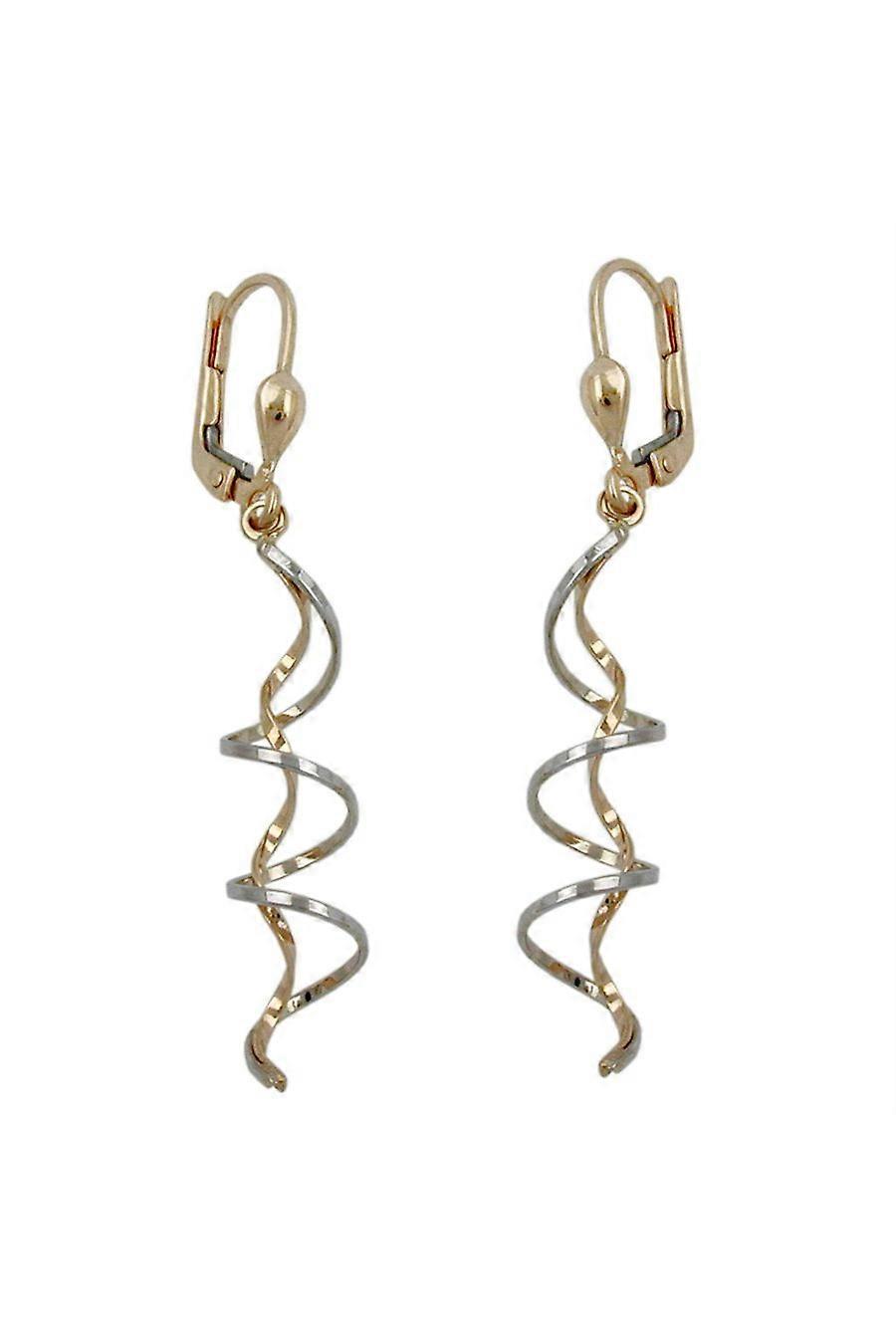 Leverback Earrings Bicolour Spirals 9k Gold - Gl431169