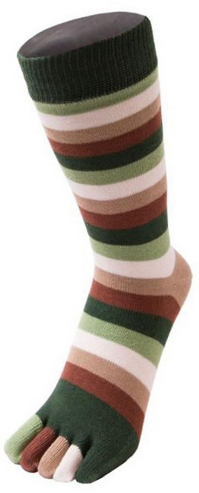 TOETOE Essential Striped Mid Calf Socks - Earth Brown
