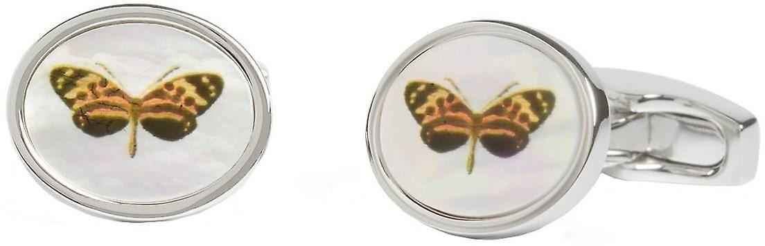 Simon Carter Botanicals Butterfly Cufflinks - Silver/Yellow