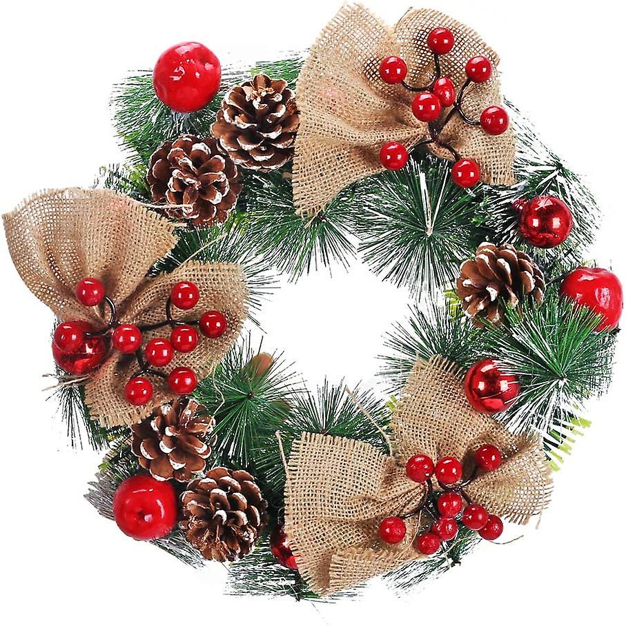 Jouluseppeleen ovi männynkäpyillä ja marjoilla Jouluseppele ulko- ja sisäkoristeluun