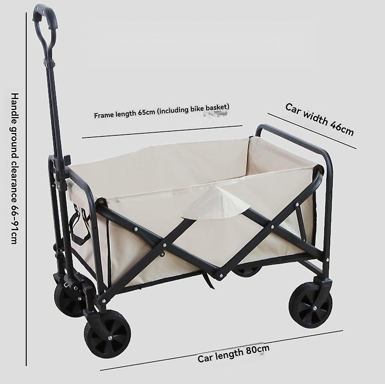 Foldable trolley with 5-inch rubber swivel wheels (khaki)