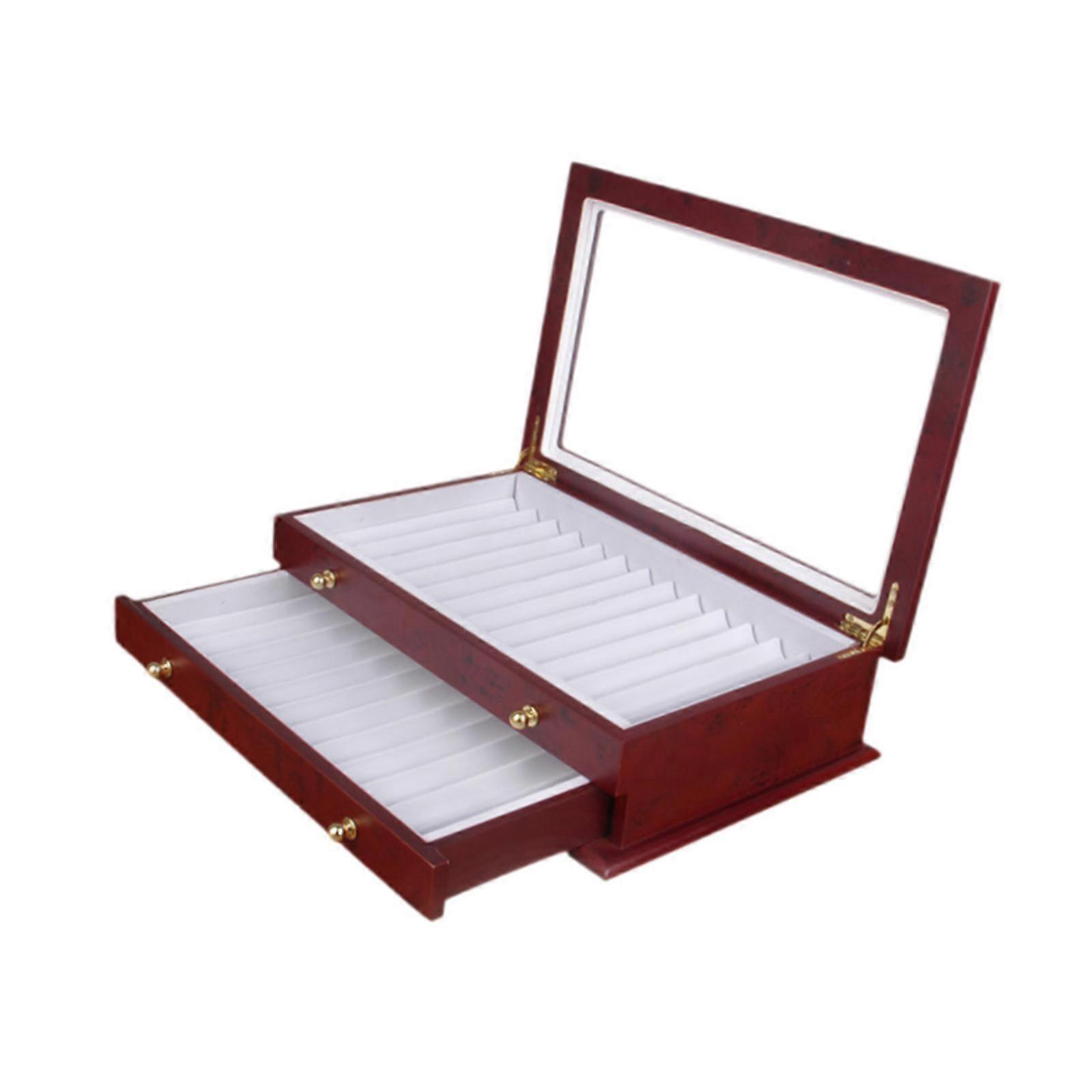2 Layer Pen Display Box with Drawer Pen Organizer Box for Holiday Party Desk