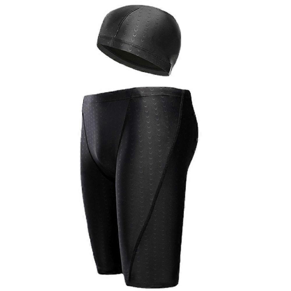 Hommes Swim Jammers Endurance Long Racing Training Maillot de bain Avec bonnet de bain i