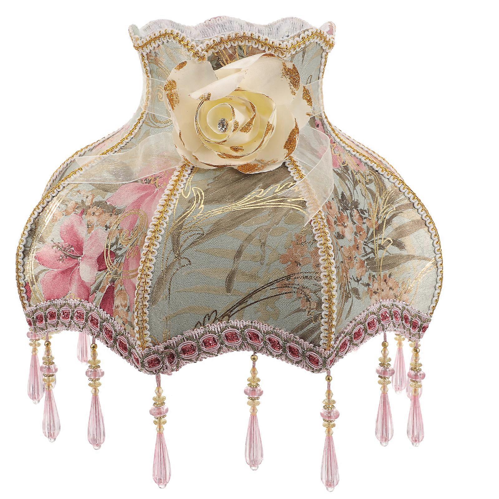 Lamp Shade Dome Lamp Cover Table Lamp Shade European Style Desk Lamp Cover Floral Lampshade(E27)
