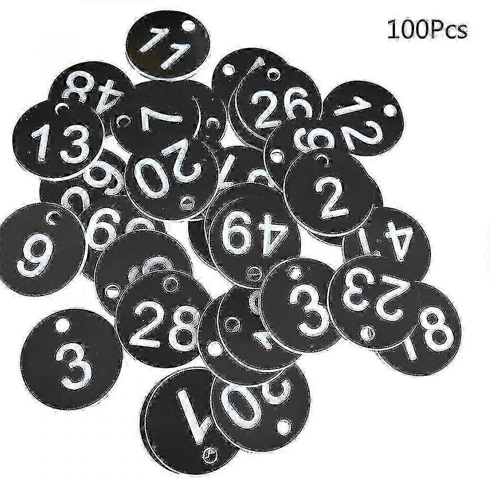 100pcsプラスチックID番号タグ1-100刻印番号IDタグキーホルダーGDS用に着色 - chuan