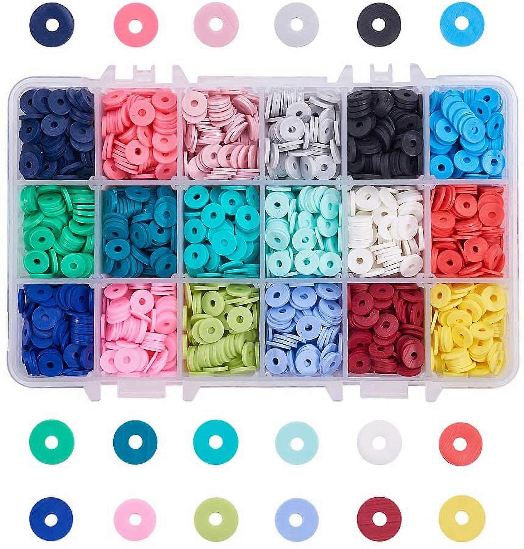 3600Pcs 8mm Vinyl Disc Beads Flat Round Handmade Polymer Clay Beads