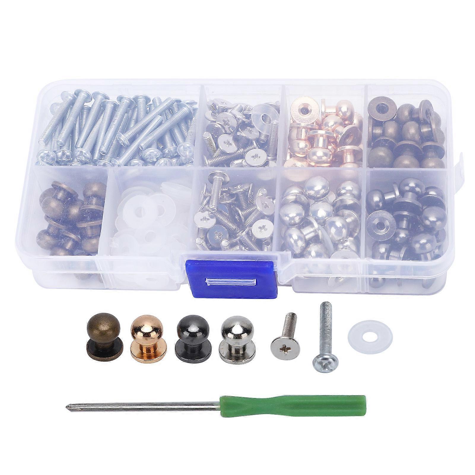 Brass Plating Round Head Button Stud Leather Screw Rivet Drawer Pull for DIY Craft