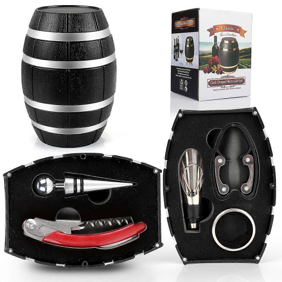 Rödvin Korkskruv Set 4 Delad Hemanvändning Manuell Vinflasköppnare Trä Display Stativ Presentset