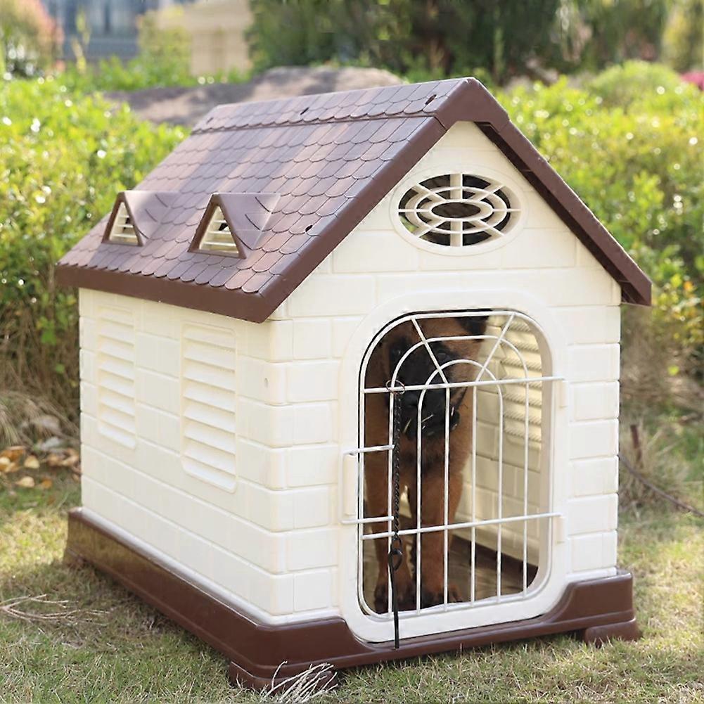 Elevated Plastic Dog House with Wire Door