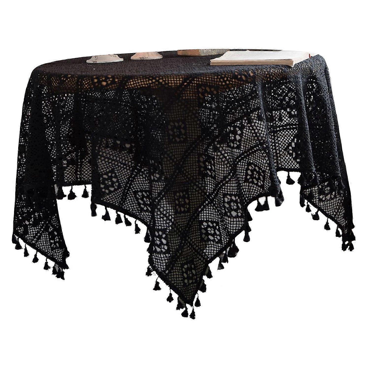 Tablecloth Hollow Knitting Retro Dustproof Decorative Rustic Crochet Table Cov