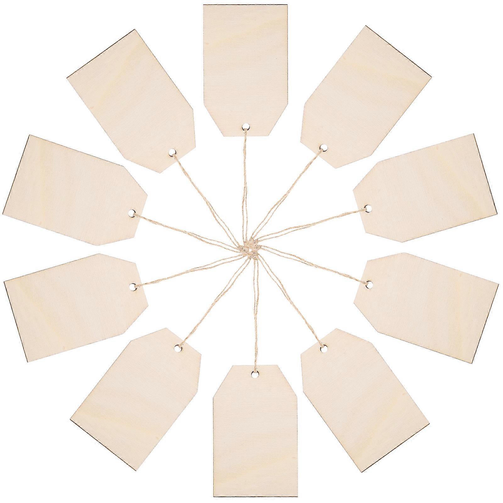 10 pcs Wooden Tags with Holes Unfinished Hanging Tags Blank Wood Tag for Xmas Tree