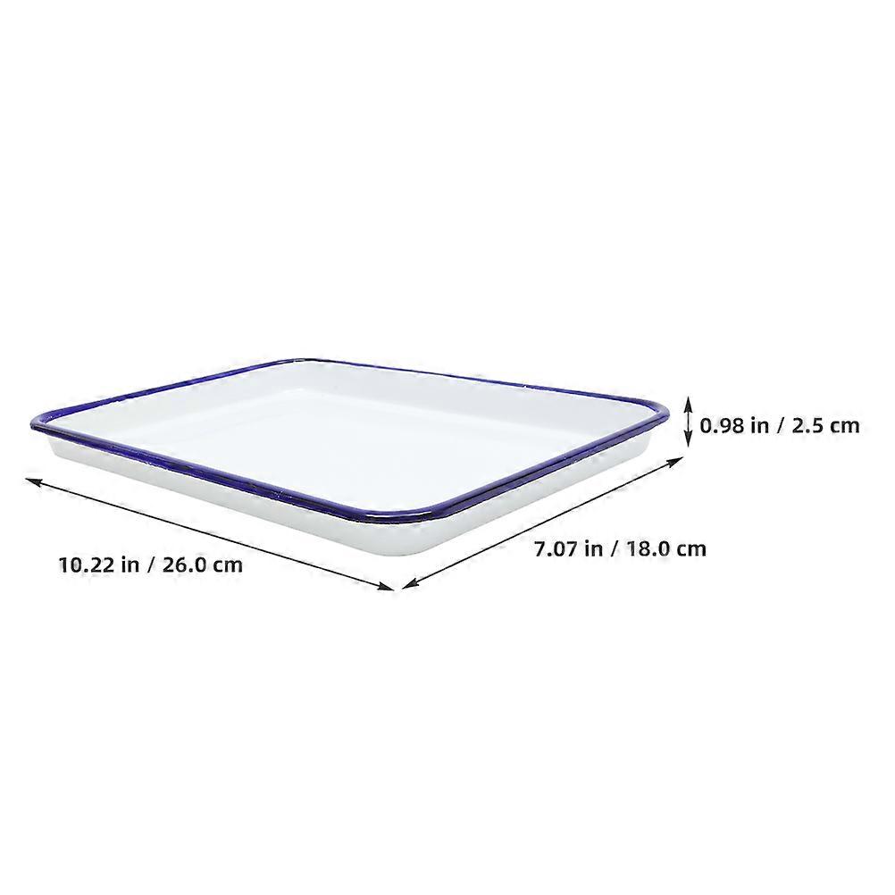 2Pcs Rectangular Enamel Baking Pan Pie Baking Pan Food Baking Pan Kitchen Multi-functional Baking Pan