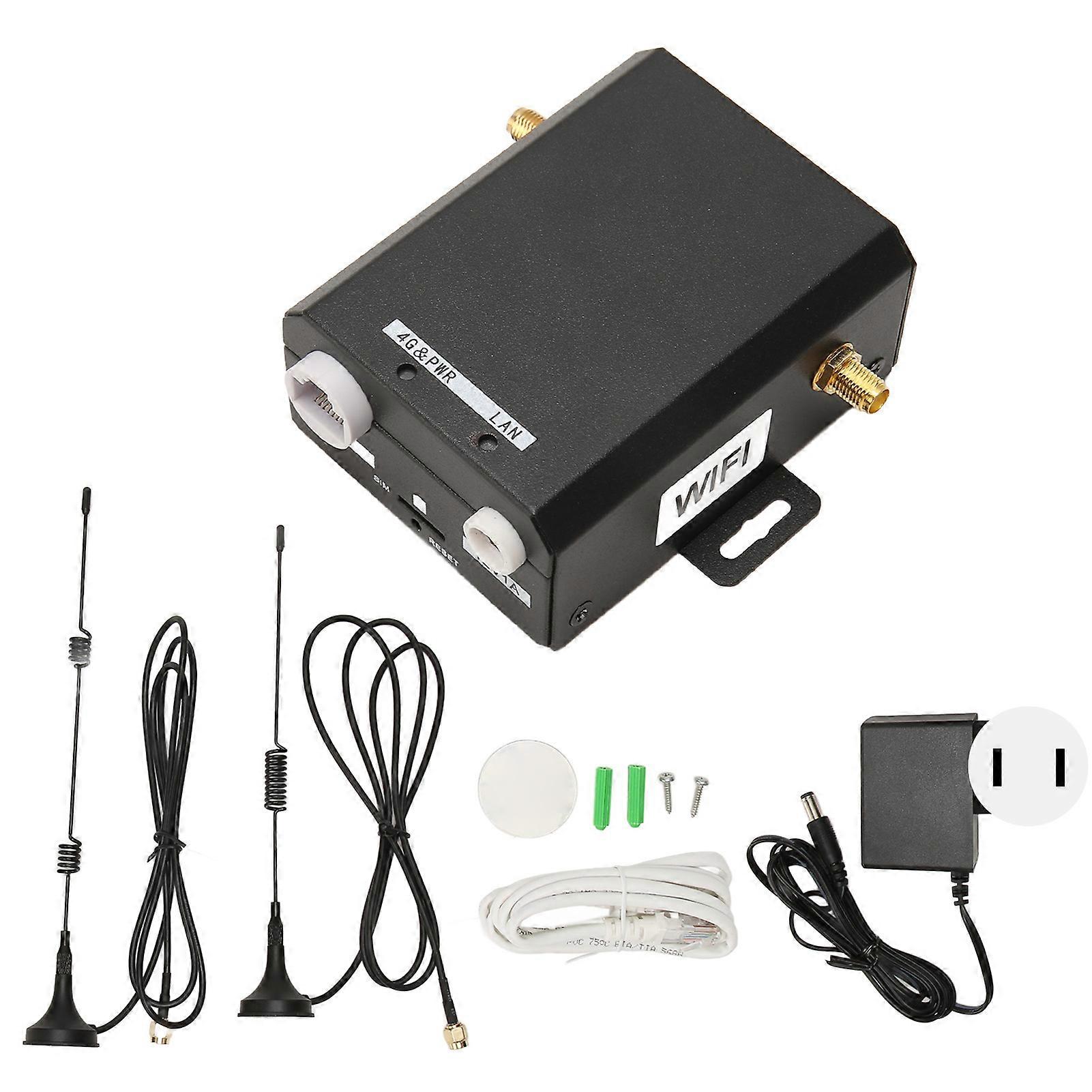 Industrial 4G LTE Router 150Mbps Nano SIM Card Slot 16 Users Metal Shell Mobile WiFi Hotspot with 2 Antennas 100?240V US Plug