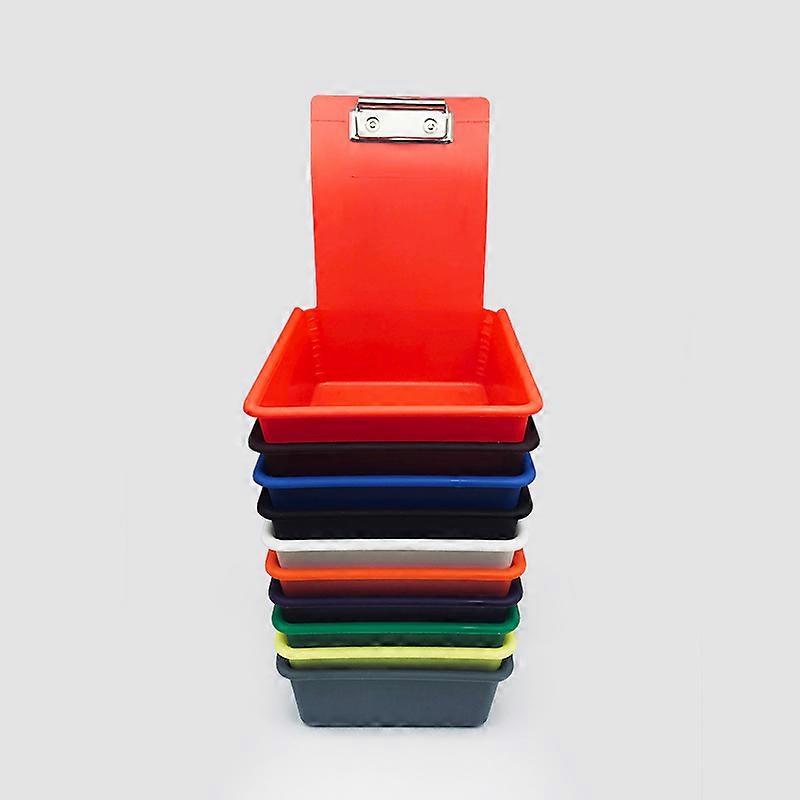 10pcs Dental Lab Working Case Pan Plastic Container Tray with Clip
