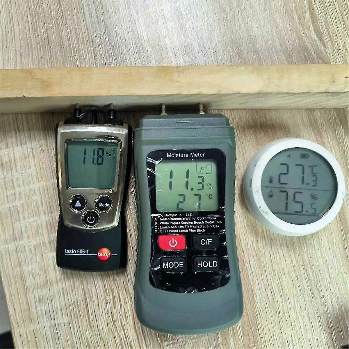 Twin Pin Insertion Hd Digital Wood Moisture Meter Paper Wall With Ambient Temperature Function Mt01