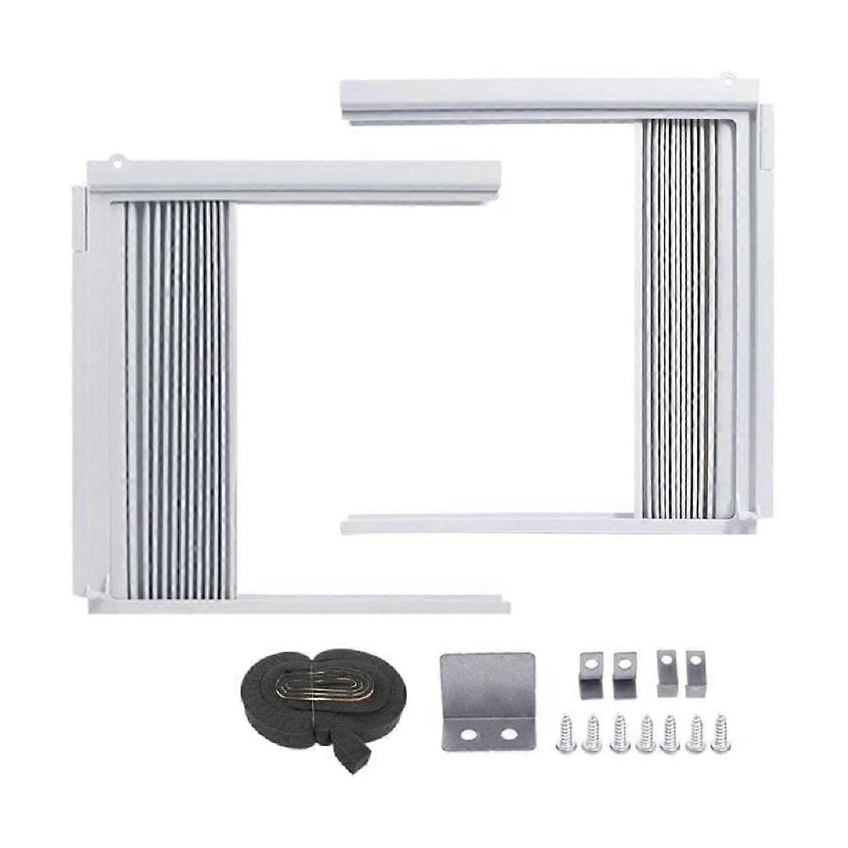 Window Air Conditioner Side Panels with Frame, Room AC Accordion Filler Curtain Kit Replacement Adjustable with Frame