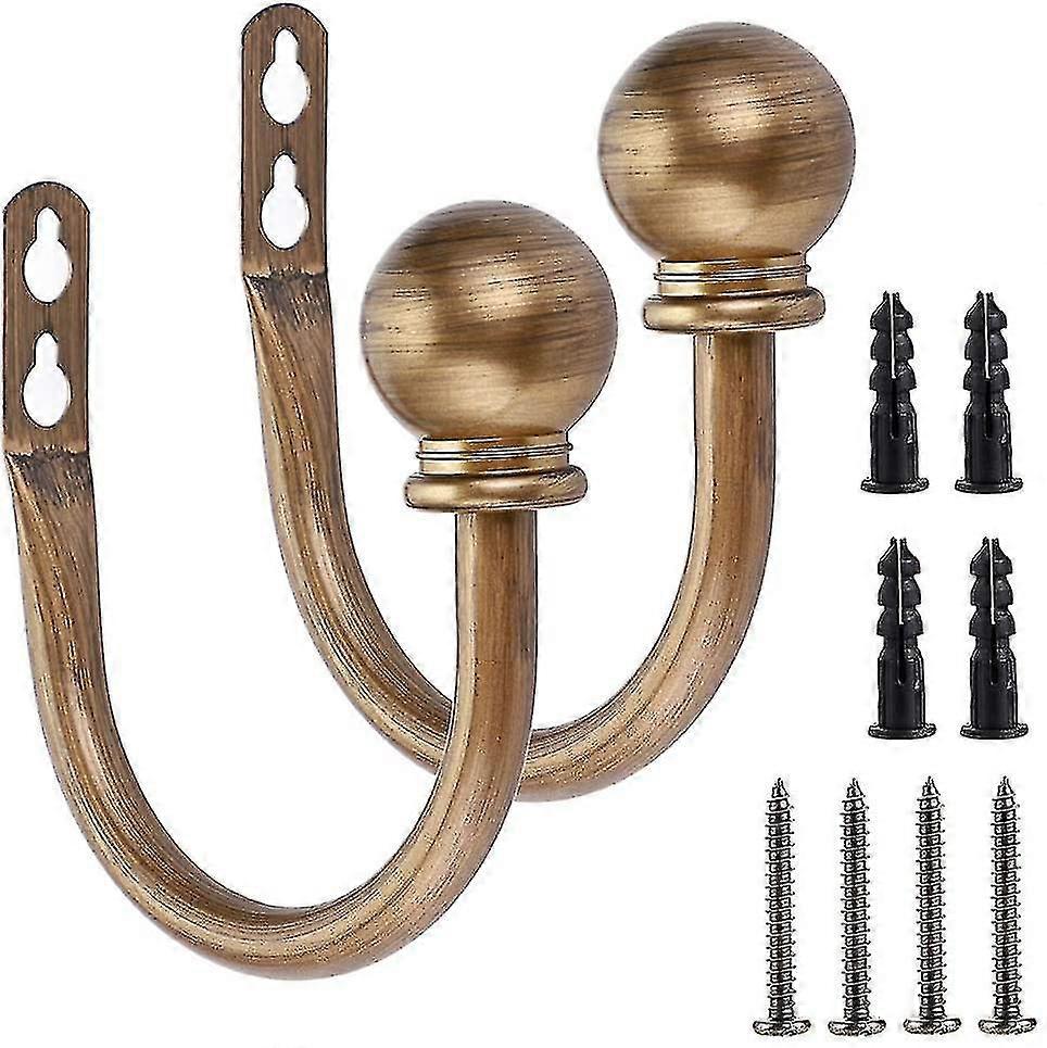 2pcsmetal Decorative Curtain Holdbacks,wall Mounted,bronze With Screws -NMAOV