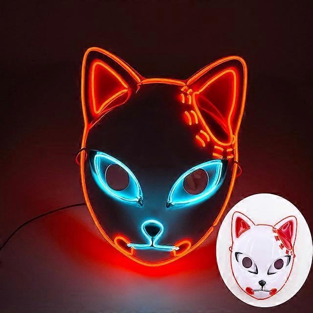 2023 Halloween Decor Mask Cosplay Japanese Anime Neon LED Demon Slayer Mask Flashing For Carnival Halloween Party