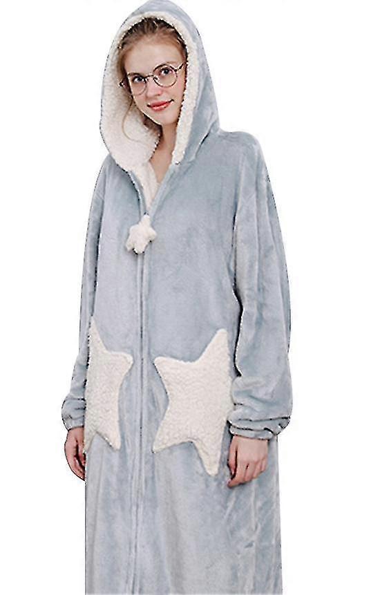 Women's Plush Fleece Nightgown With Hood, Long Warm Bathrobe