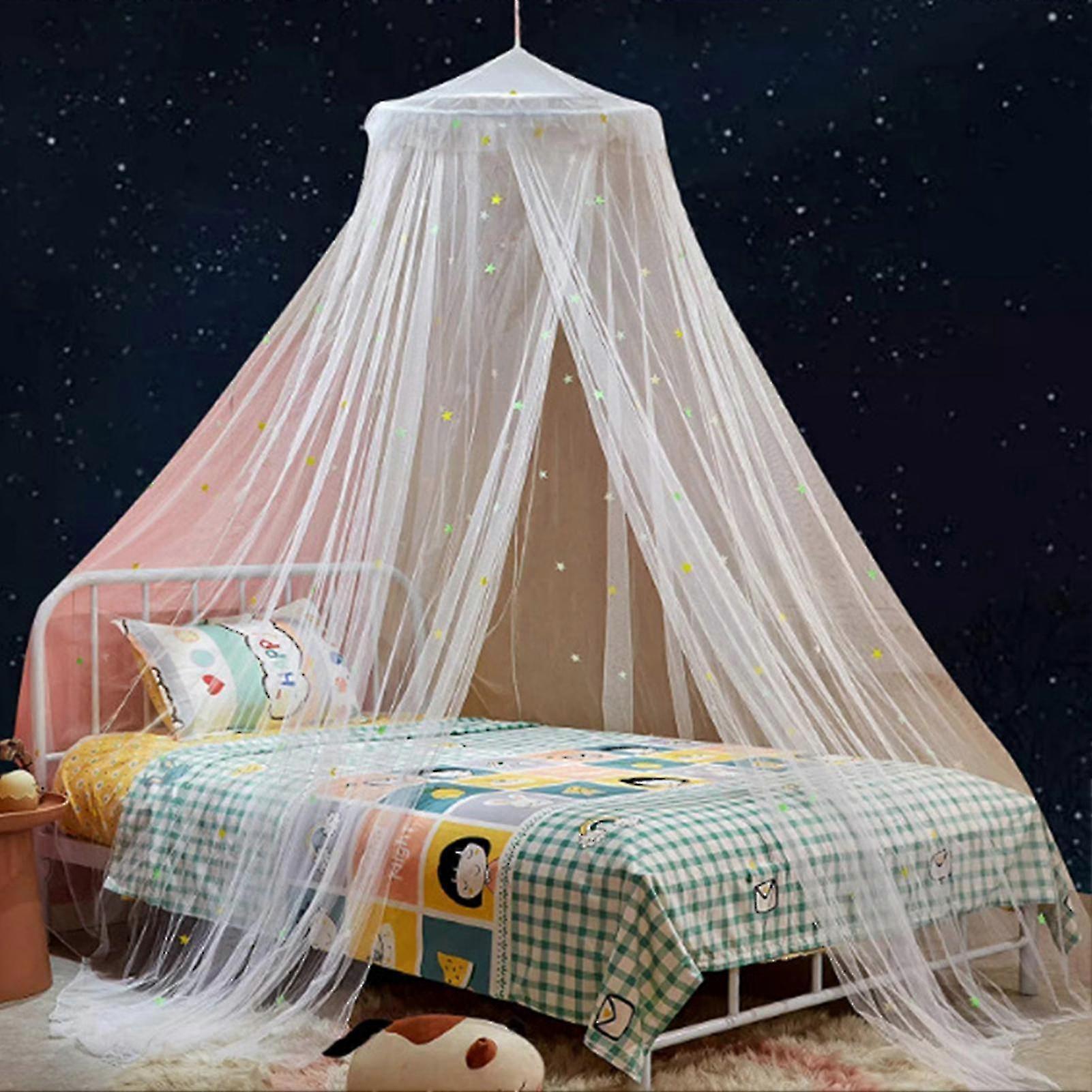 1 ensemble de baldaquin de lit princesse en polyester phosphorescent avec étoiles