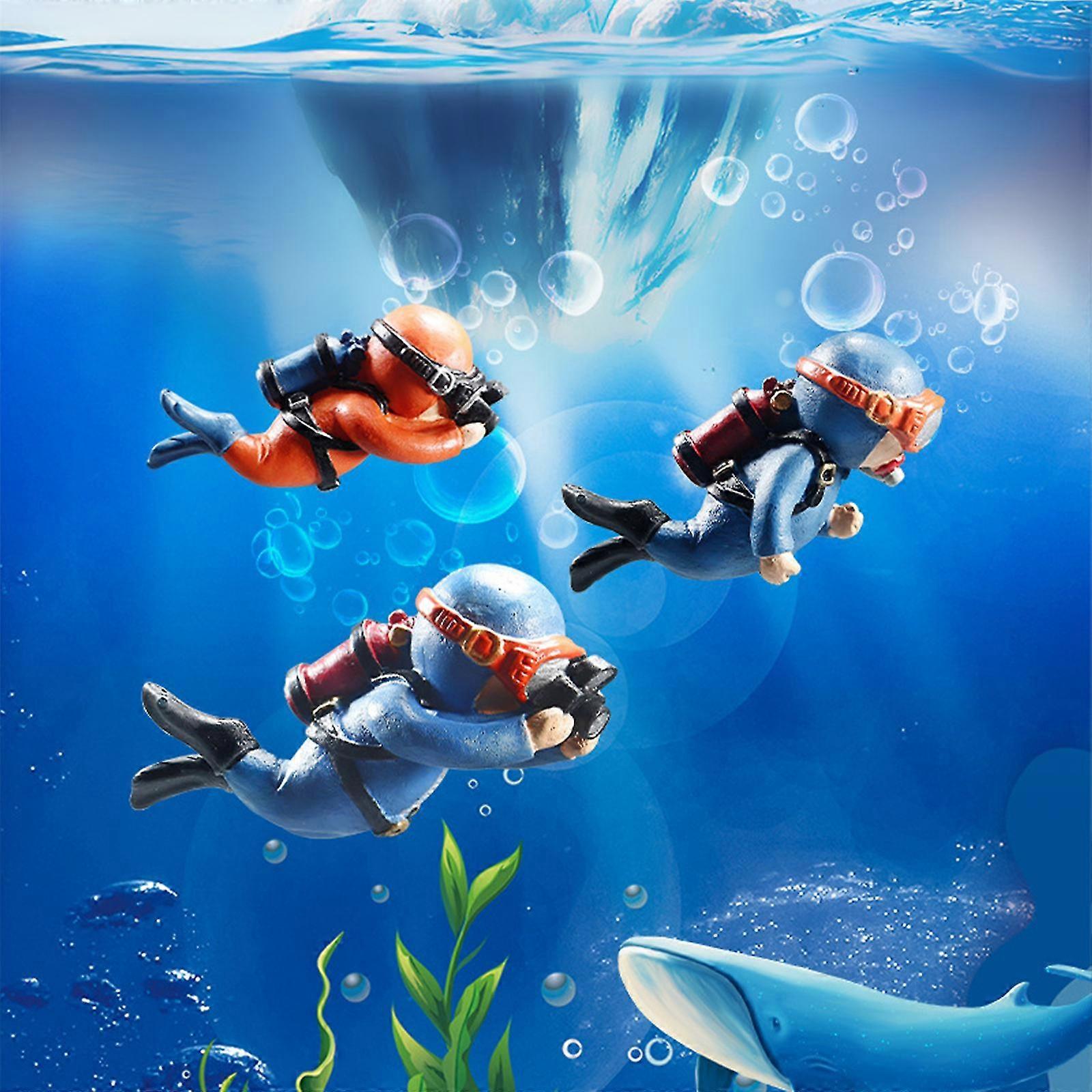 Floating Frogman Aquarium Diver For Fish Tank Air Action Ornament New